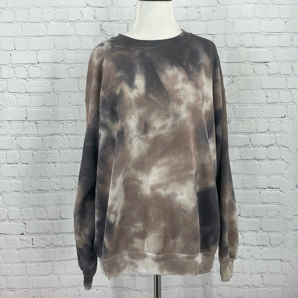 Antistar Tie Dye Boho Hippie Large Pullover Crewneck Sweatshirt Long Sleeve